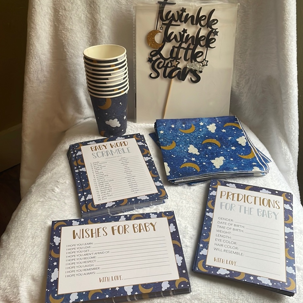 Twinkle Twinkle Little Star Gender Reveal / Baby Shower Set.